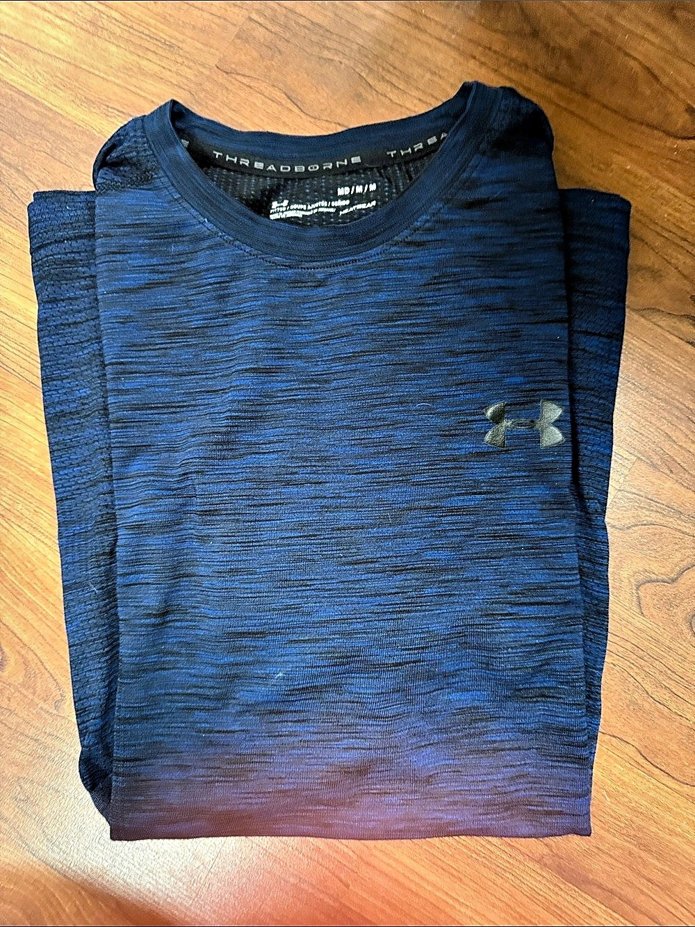 Under Armour Threadborne Fitted Short Sleeve T-Shirt Blue & Black Medium
